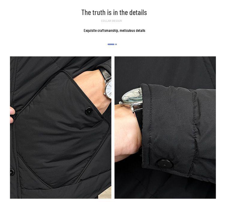 Men's Lightweight Korean Style Plaid Down Jacket with Turn-Down Collar