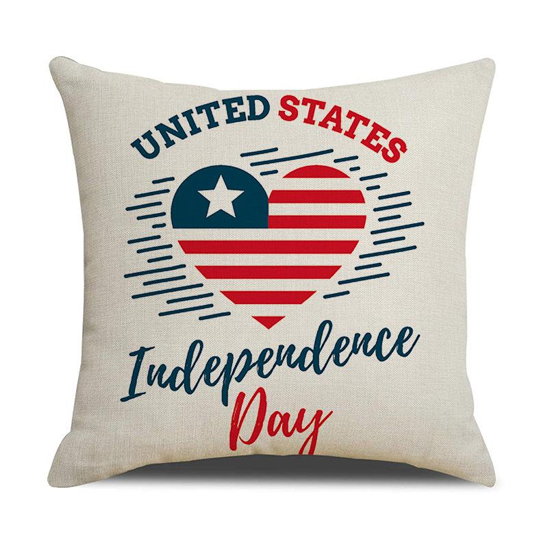 American Independence Day Linen Series Multiple Pillow Covers Simple Festive Printed Cushion Cover Sofa Pillow Cover Home Quality