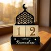 Wooden Eid Mubarak Calendar Blocks Adjustable Dates Moon Castle Ramadan Countdown Calendar Decorative Eid Al-Fitr Calendar