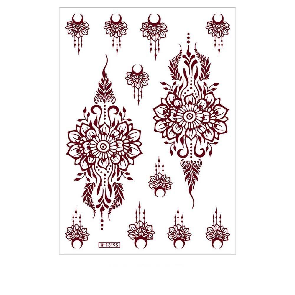 Red Mehndi Stickers Henna Tattoo Stickers Fake Tattoo for Women Red Henna Tattoo Decals  Girls