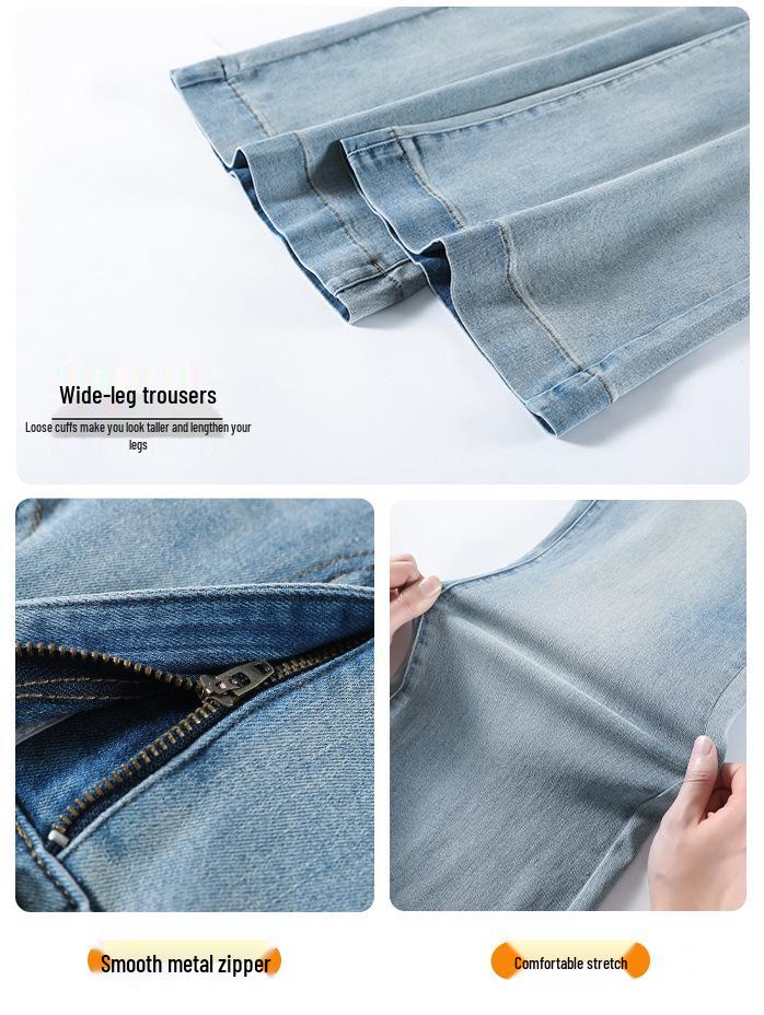 Women's High Waist Bell Bottom Jeans – Wide Leg, Versatile, Loose Fit, Floor-Length.