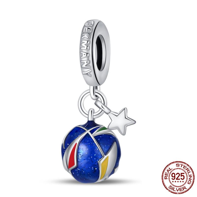 Compatible With Authentic Original Bracelets and 3MM Bracelets Do It Yourself European Football Charm Bead Components 100% Copper Metal High Quality