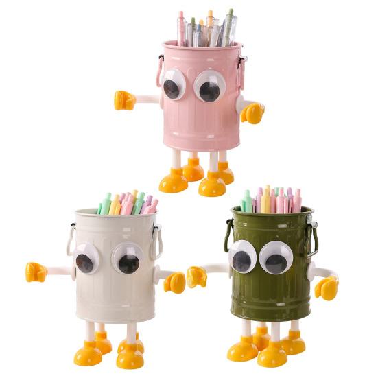 Pen Holder Stand for 20 Pens Cartoon Big Eyes Design Large Caliber Round Workmanship Pen Caddy Pen Storage Rack