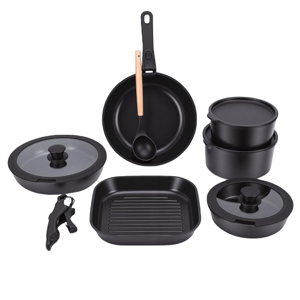 Pots and Pans Set with Detachable Handle Aluminum Nonstick Induction Cookware Set for Kitchen Cooking Dishwasher Safe