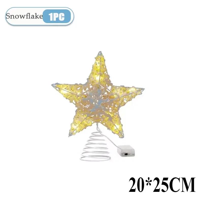 

1-4PCS Tree Top Star Iron Art LED Light Luminous Christmas Decoration Santa Claus Snowflake Christmas Tree Top Star Decoration