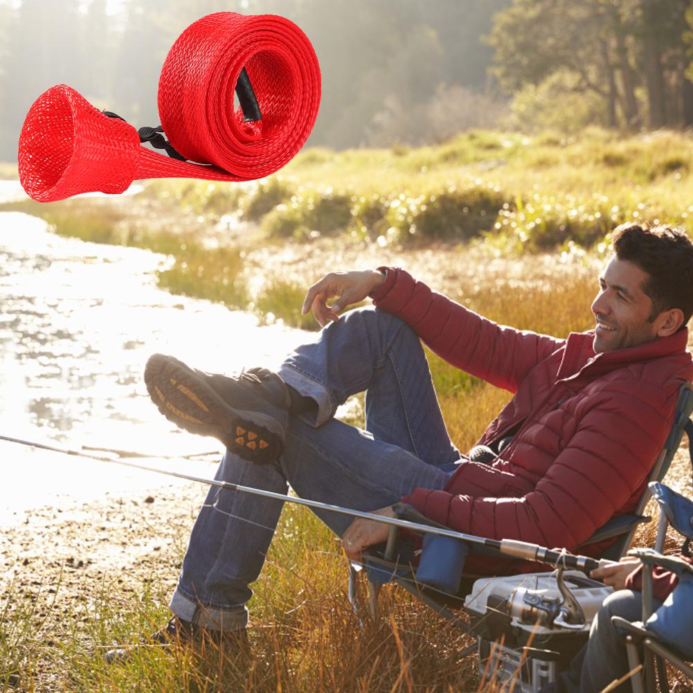 6Pcs Fishing Rod Cover with Elastic Rope Fishing Spinning Rod Socks Breathable Braided Mesh Rod Cover Fishing Tool Accessories