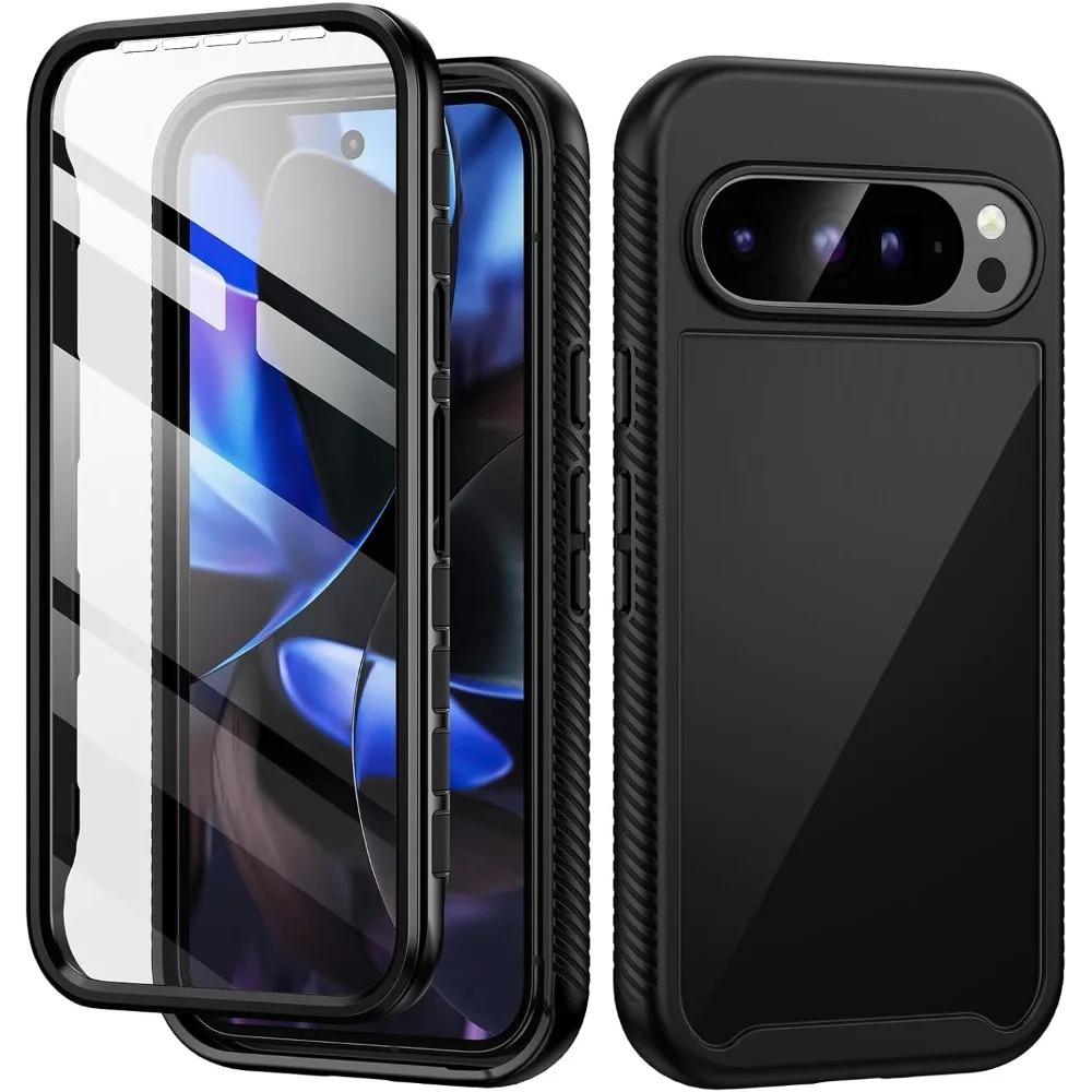 

3IN1 360° Screen Film Protector Rugged Armor Case For Google Pixel 9 Pro XL 9A 8/7/6 Pro/A Metal Magnetic Car Holder Back Cover For Google Pixel 9 Pro
