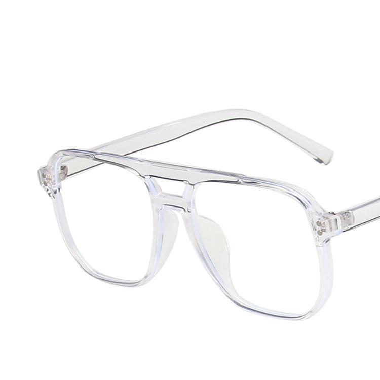 Retro Tide Glasses Optical Spectacle Transparent Computer Glasses Fashion Large Frame Double Beam Anti-blue Light Glasses