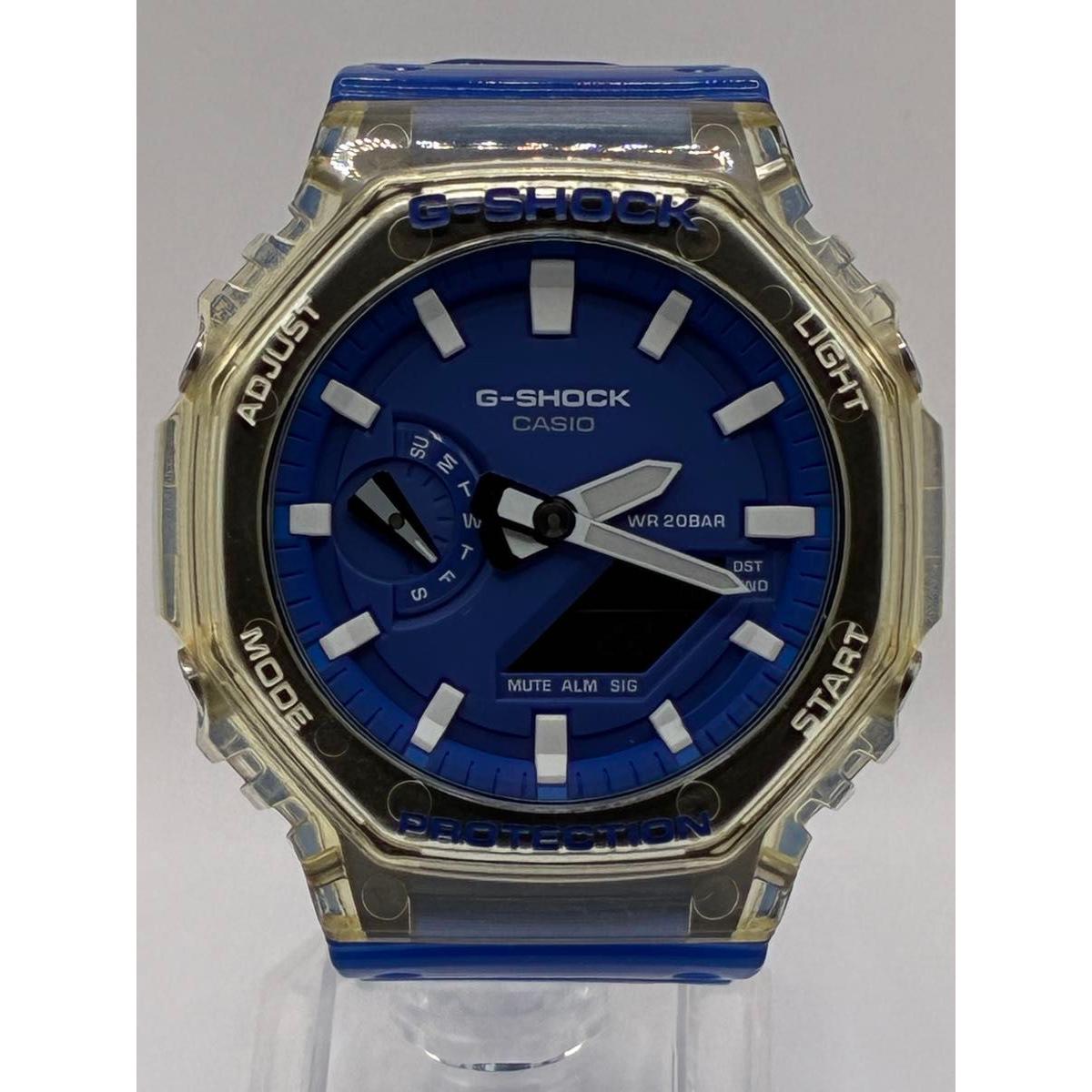 Used [New battery] CASIO G-SHOCK GA-2100 Skeleton Blue Men s Watch