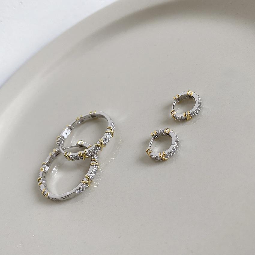 Luxury Brand 925 Sterling copper Earrings Interwoven Earrings 2 Size Selection Earrings For Women Charm Zircon Gifts