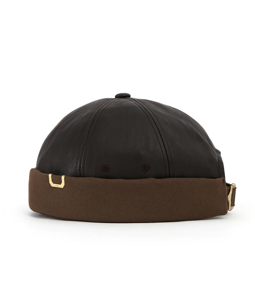 Eondeokeonteulolseutyudio Leather Brimless Cap Half Moon / Leather / Brown