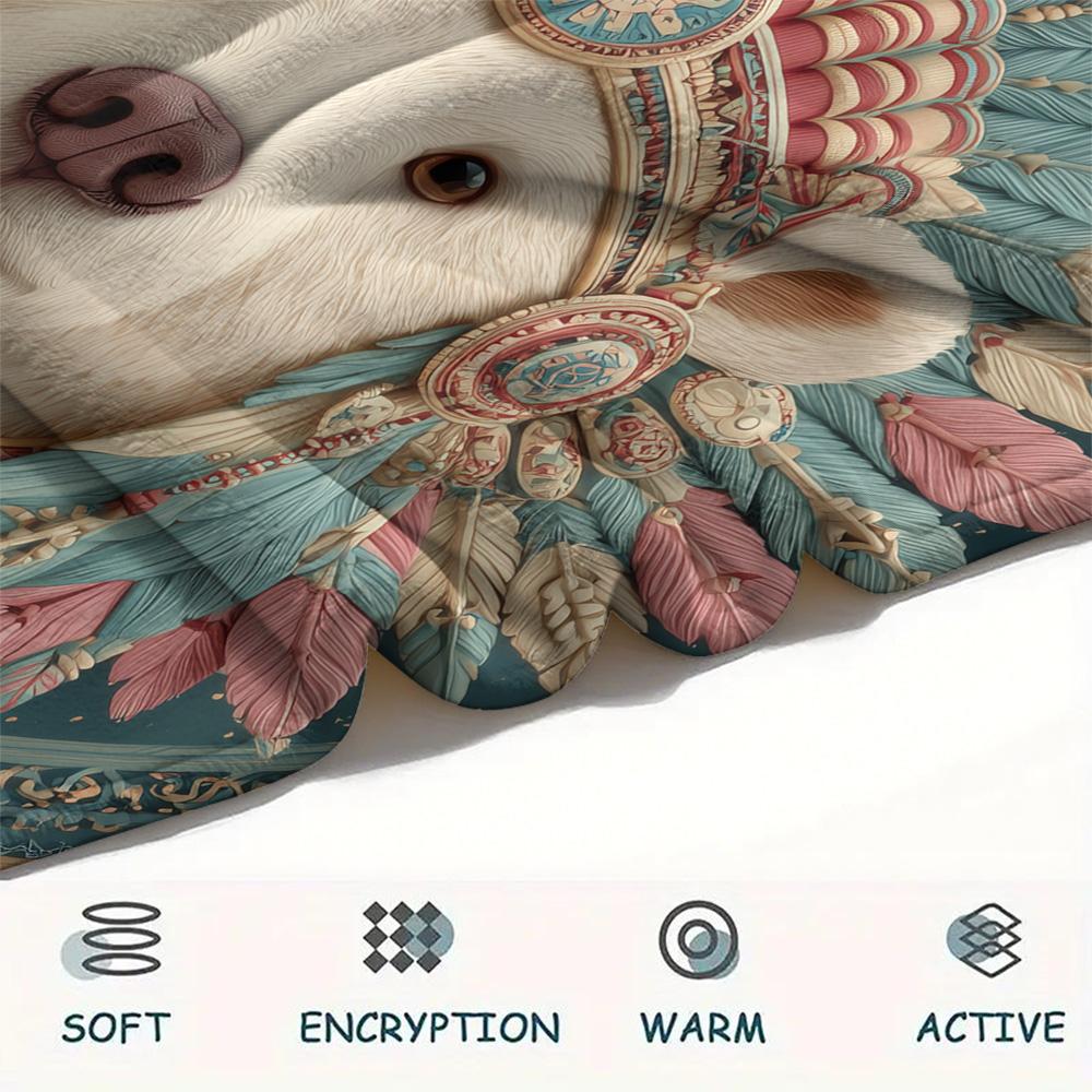 Native American Animals  Print Flannel Blanket, High quality Comfortable for All Seasons, Home Decor, Warmth and Comfort