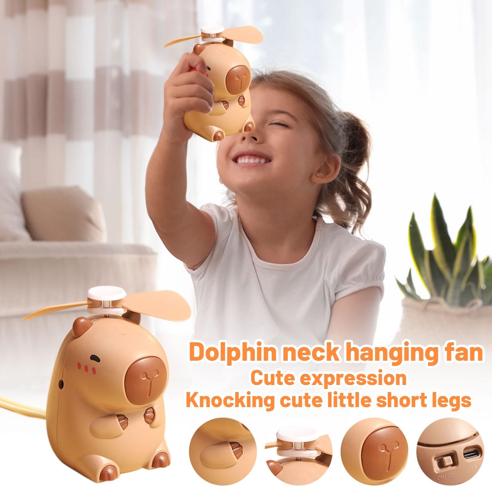 

Вентилятор на шею с USB-подзарядкой, ручной портативный мультяшный электрический вентилятор, детский подарок One Size