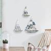 3 Pcs Wooden Sailboat Wall Art Coastal Nautical Beach Ship Sculpture Lake House Wall Hanging Decoration for Bedroom Bathroom Nursery