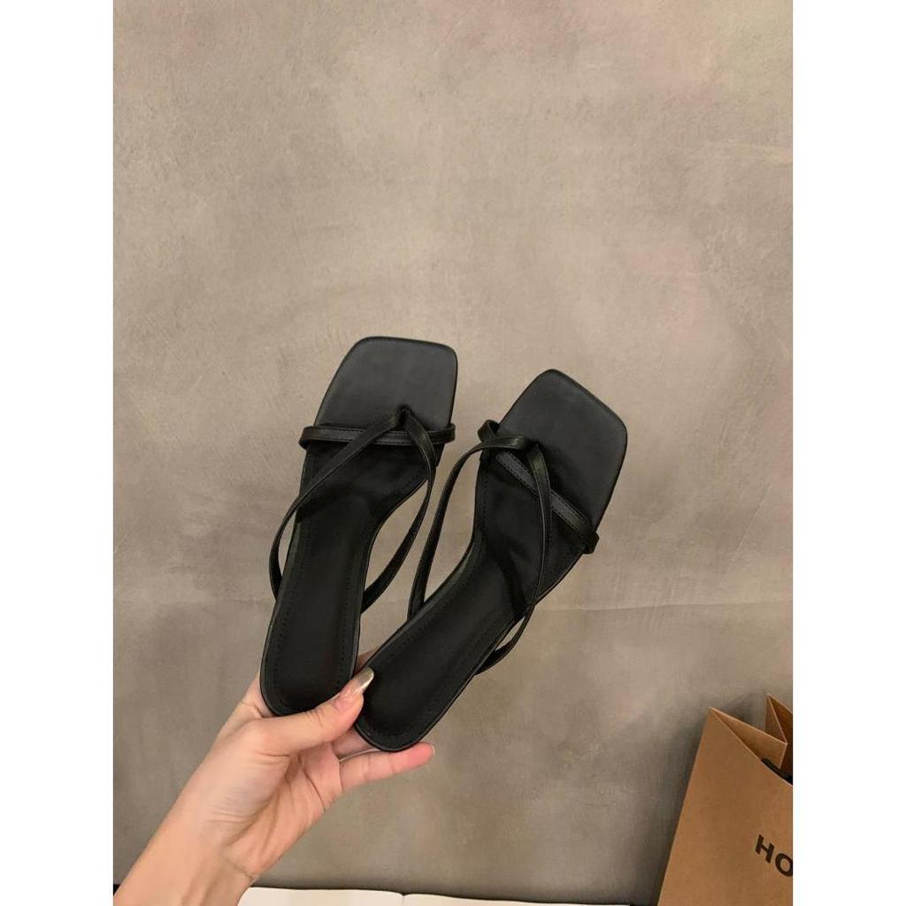 French temperament pinch flip-flops fairy shoes wear 2025 new summer sandals high heels sandals