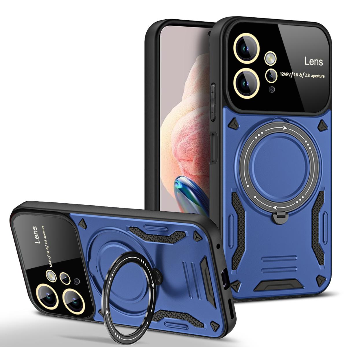 

Для Xiaomi Redmi Note 12 4G чехол Magnetic Ring Armor противоударные чехлы для Redmi Note 12 Note12 Magsafe Charge Cover Redmi Note 12 4G синий