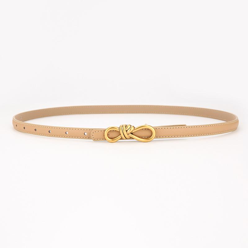 2025 Women's Versatile Genuine Leather Bowknot Waist Cinch - Thin Decorative Belt for Skirts and Shirts