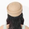 French Classic 100% Natural Raffia Fedoras Hat Women Circle Concave Top Berets Summer Sun Hats Beach Wedding Party Pillbox Hat