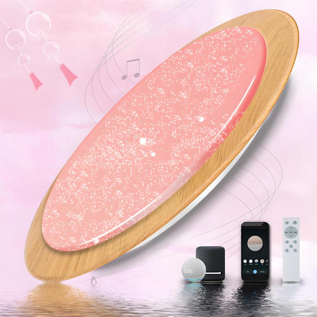 Kazvincita LED Ceiling Light, 40W, 6-8 tatami mat (approx. 12.5 sq ft), Alexa Compatible, Voice Control, Two Built-in Bluetooth Speakers, APP Remote