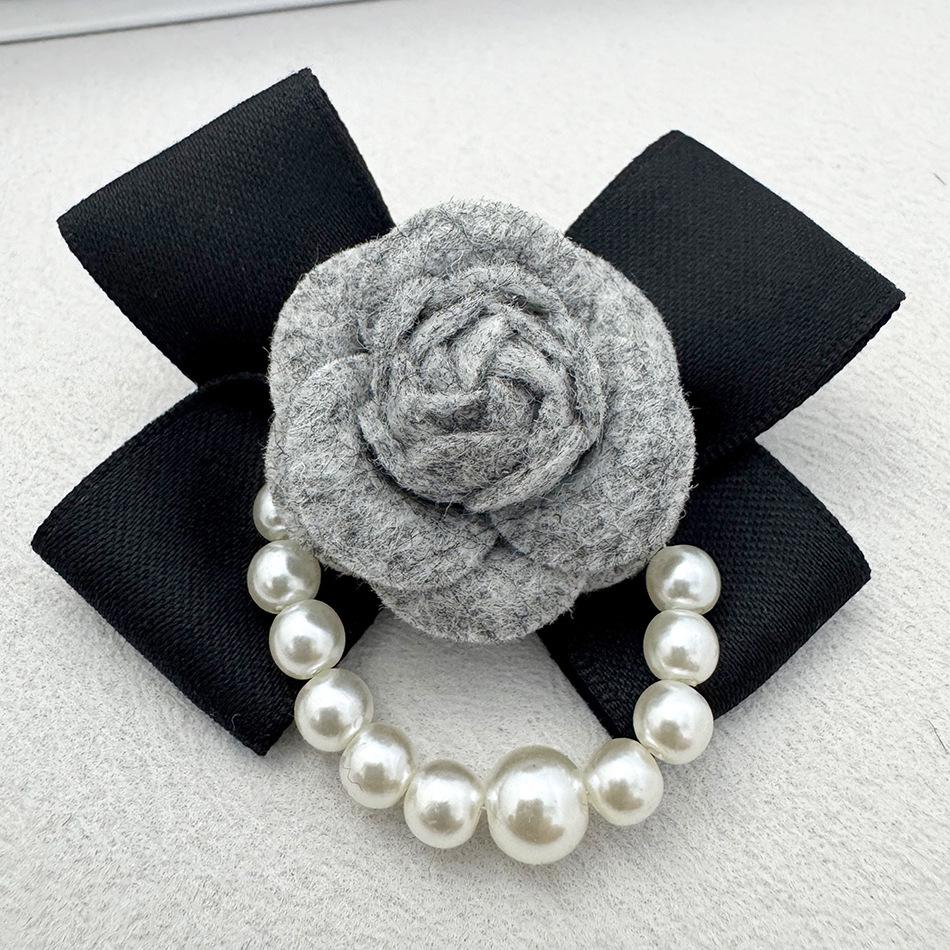 Suqi Elegant Bow Pearl Camellia Brooch - Korean Style Fashion Accessory