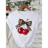 Fashion Cherry Print Women T-Shirt Short Sleeve O-Neck Casual Tops for Summer Spring Women's Clothing Tops Tees