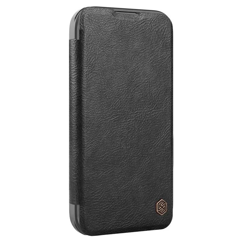 Для iPhone 16 Pro / Pro Max Чехол-книжка NILLKIN Qin Prop из кожи с подставкой и шарнирной крышкой для защиты камеры для iPhone 16 For iPhone 16