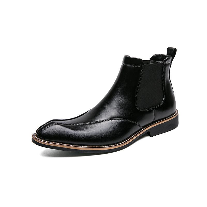 

Autumn and winter velvet men s trend high casual leather shoes pointed short boots large size Martin boots 38