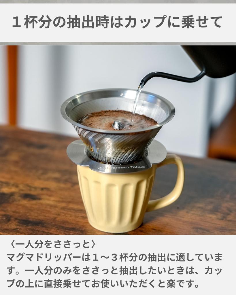 Espresso Tokyo Magma Dripper Coffee Dripper Stainless Steel For Cups MagMa Dripper 1-3