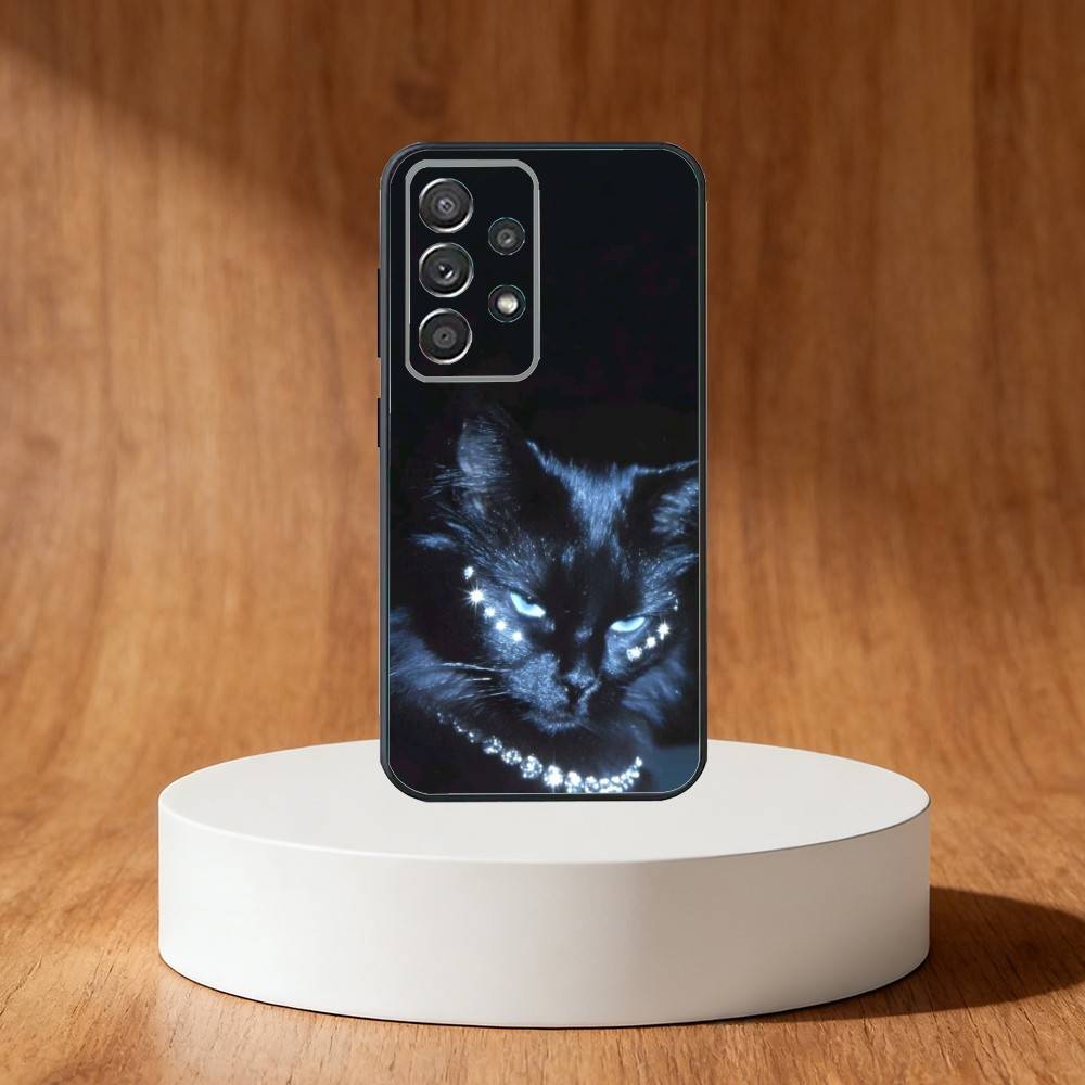 Black Cat Staring Eye Phone Case For Samsung S25,S24,S21,S22,S23,S30,Ultra,S20,Plus,Fe,Note,10,9,5G Black Cover