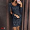 Cocktail Sequins Slim Dress Midi Party Dress Women Bodycon Dresses Ladies Sexy Tassels Dress