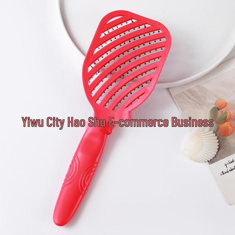 Dual-Use Candy Ribs Comb: Wet/Dry Hollow Scalp Massage & Volume Styling Comb