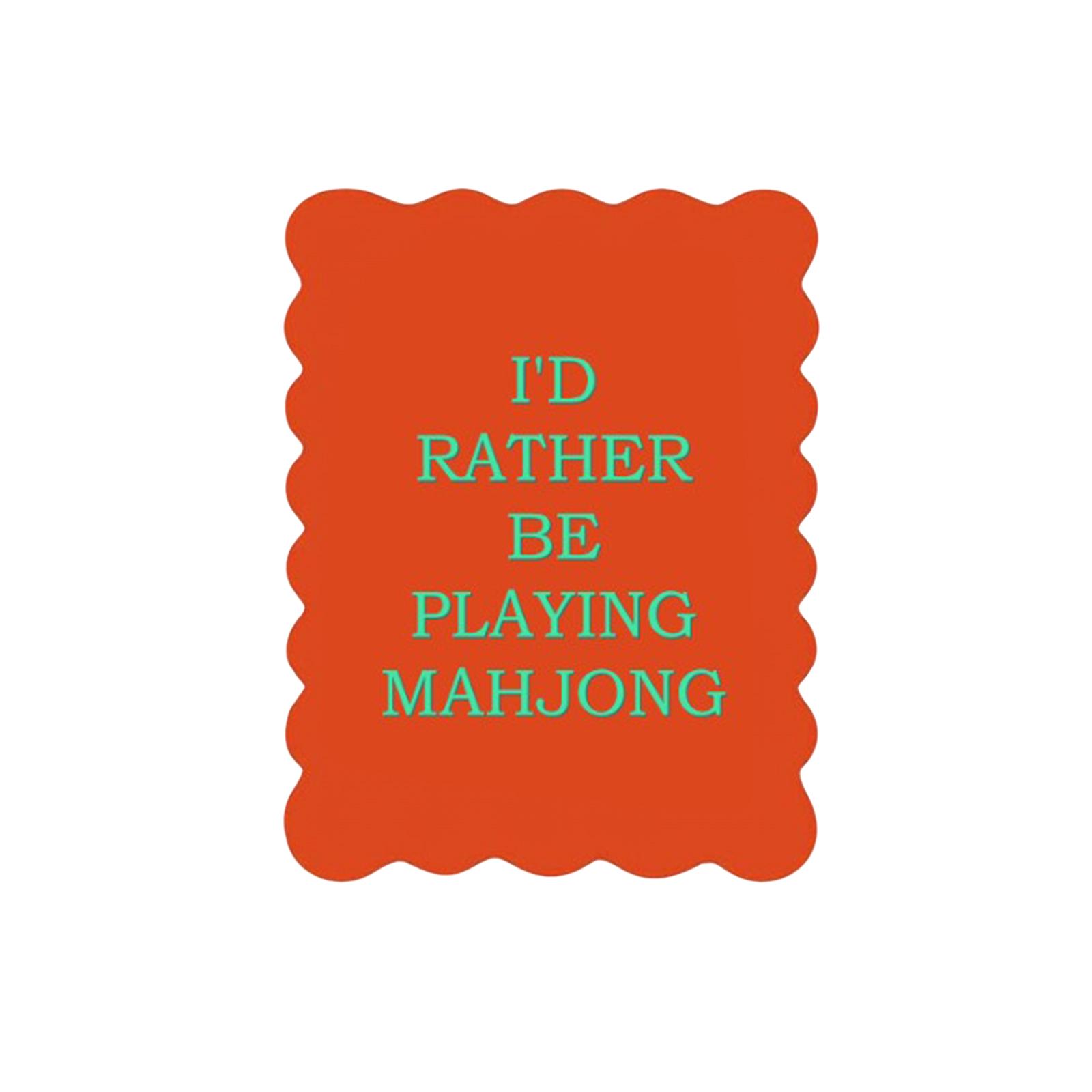 

Толстые цветные карты для маджонга из ПВХ с волнистыми краями в форме веера, 4 милых аксессуара для маджонга с забавными надписями One Size киноварь