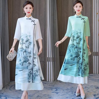 Tang-Anzug im chinesischen Stil, Hanfu-Qipao-Seidenkleid, elegantes und würdevolles Kleid