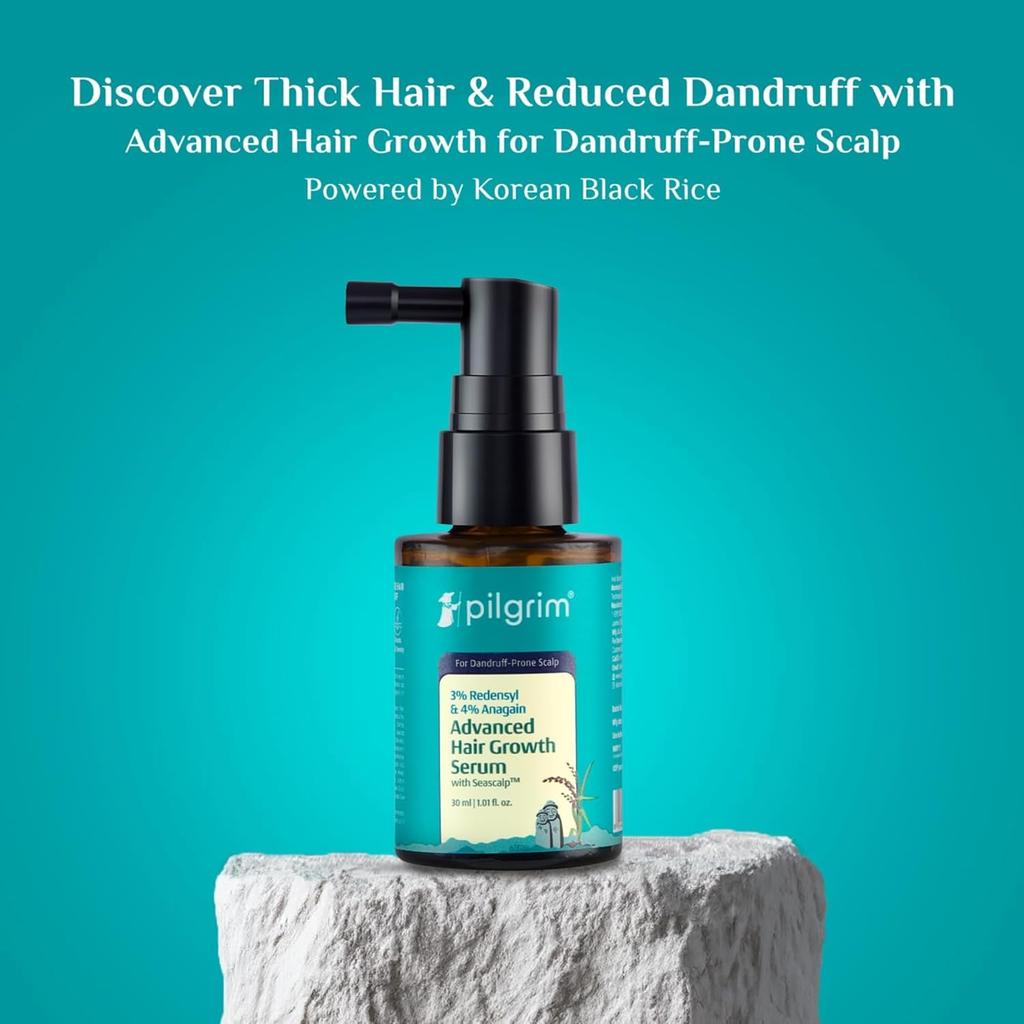 Pilgrim 3% Redensyl 4% Anagain Advanced Hair Growth Serum 30 ml For Flake-Prone Scalp Hair Density Care Support