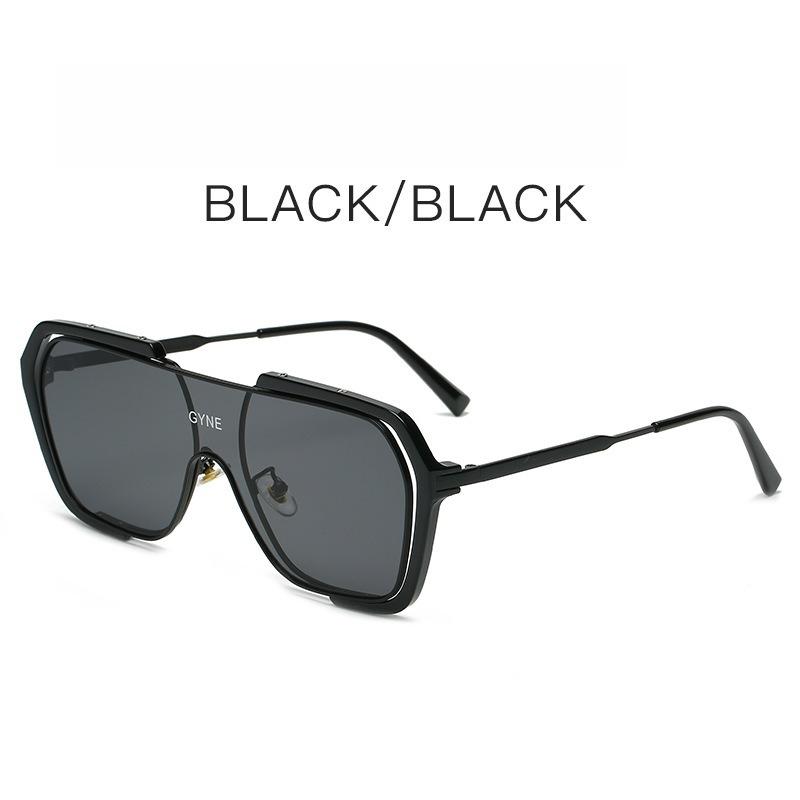 

Fashion Integrated Big Frame Square Sunglasses For Women Ins European American Retro Yellow Sun Glasses Anti Uv For Men