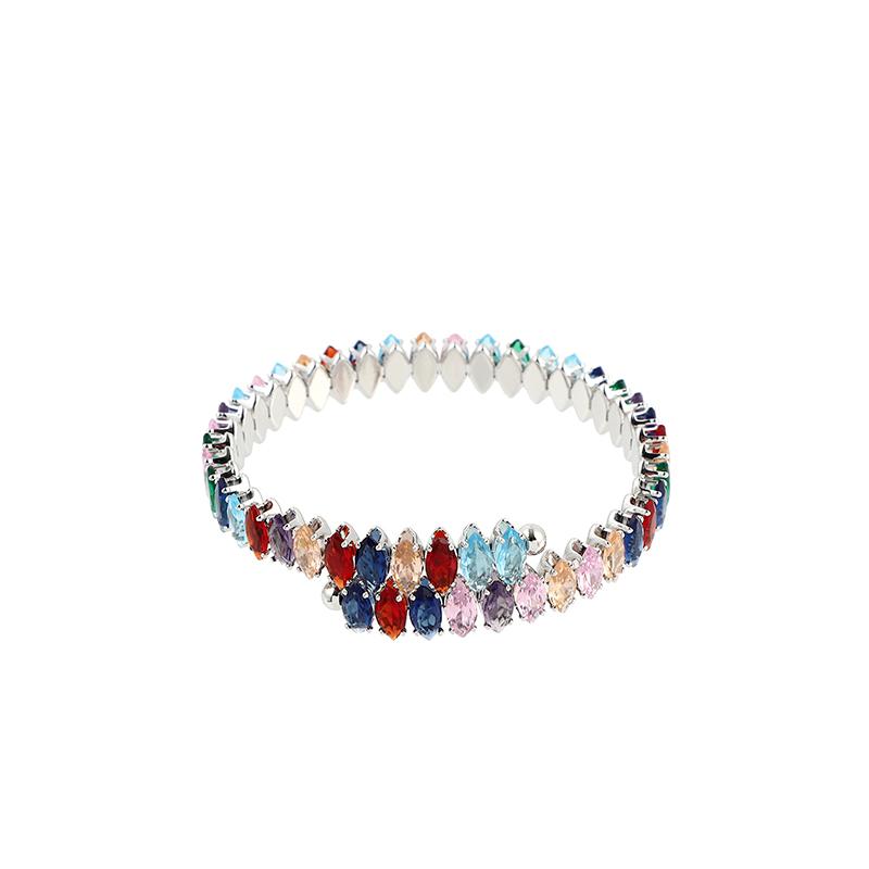 Rainbow CZ Cuff Bracelet For Women Adjust Size Silver Gold Bohemia Summer Beach Hot Jewelry Multicolor Bracelet For Wedding