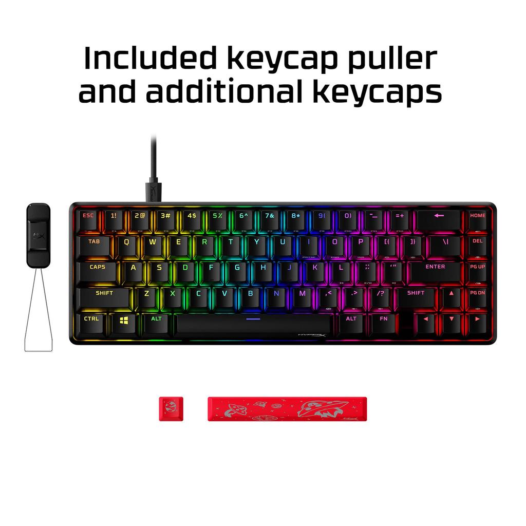 HYPERX Alloy Origins 65 Compact RGB Mechanical Gaming Keyboard with HyperX Red Manufacturer Switches, Black, 2-Year Warranty, 4P5D6AA#ABA [Used]
