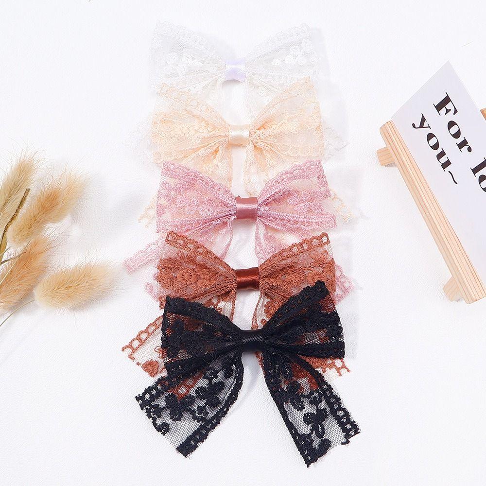 Fashion Baby Girls Hair Clips Handmade Bows Hairclips Lace Cutout Bowknot Hairpin Hair Accessories