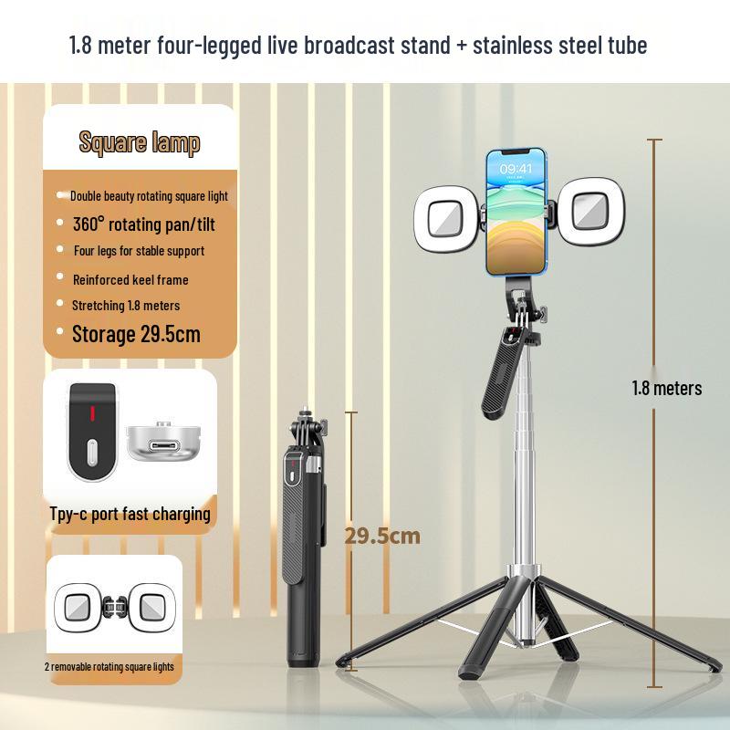 1.8m P185 Anti-Shake Stabilizer Gimbal for GoPro - Multi-Function Selfie Stick & Aluminum Alloy Tripod for Live Broadcast