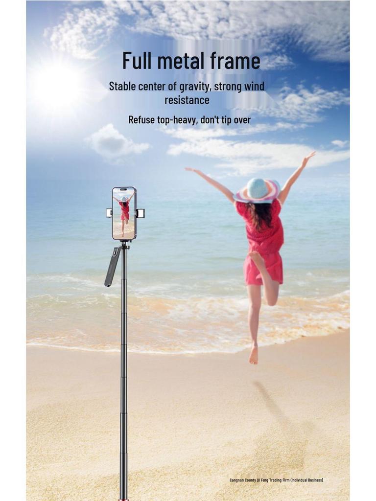 1.8m Anti-Shake Gimbal Selfie Stick Tripod for Mobile: 360° Rotation, Ideal for TikTok Live Streaming and Handheld Shooting.