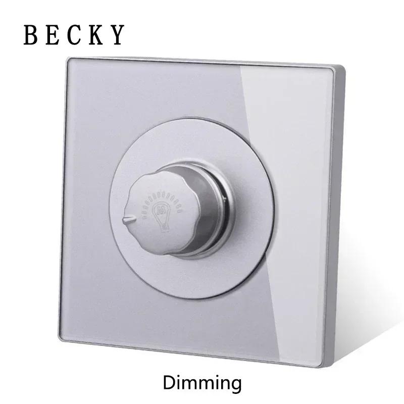 Graues gehärtetes Glas Wandschalterpanel LED Europäische 16A Steckdose Retro Kipplichtschalter EU UK Standard 2USB Steckdose 1-fach bis 4-fach