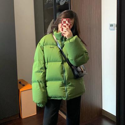 Winter Thickened Green Cotton Bread Jacket And Coats Loose Outwear With Hooded Women Parkas