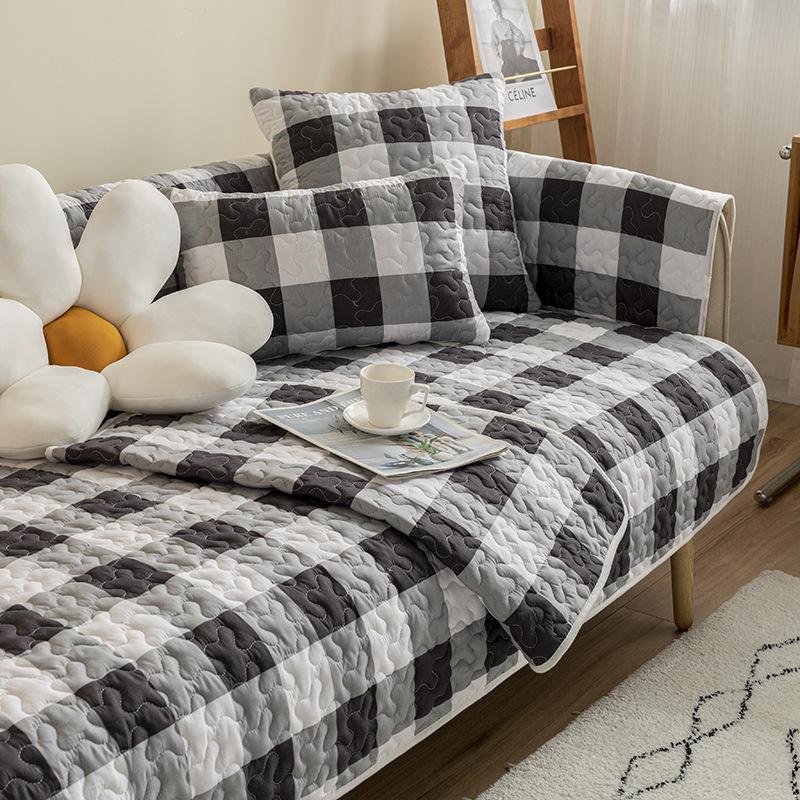 Plaid Sofa Cushion Four Seasons Universal Non-Slip Simple Modern All-Inclusive Anti-Scratching Cute Cushion Set Cover Cloth