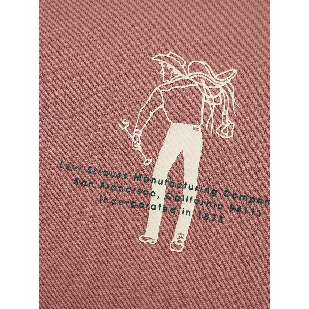 Levis Loose Casual Comfortable Letter Ribbed Crew Neck Long Sleeve Sweatshirt Men Sweatshirt Red-Brown 002Y3-0001