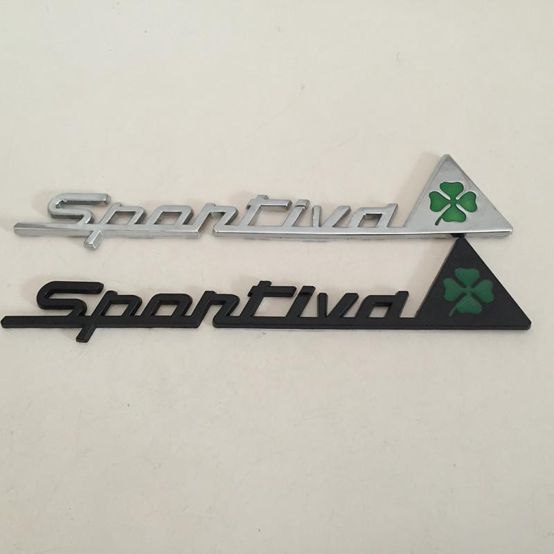 OAHJY1 2pcs SPORTIVA Quatrefoil delta Car Side Fender Emblem Rear Trunk Badge Sticker for Alfa Romeo 147 156 159 166 Giulietta Spider