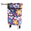 Carrello della spesa riutilizzabile ecologico, borsa della spesa pieghevole con ruote, carrello resistente in tessuto Oxford impermeabile, carrello con manico robusto e rotelle
