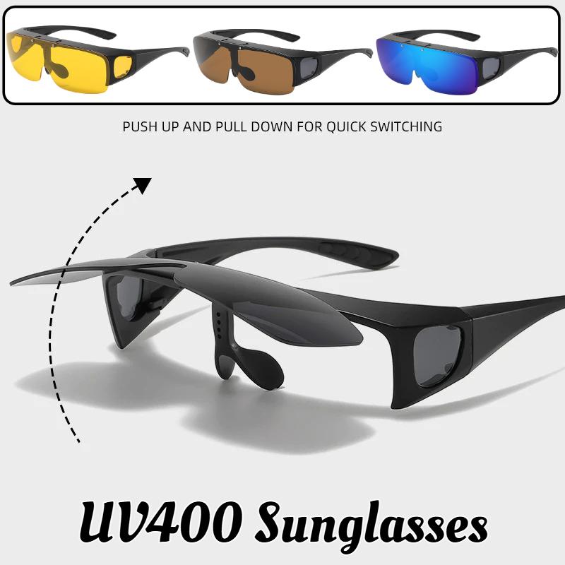 Creative Homewares Men's Neutral Fashion Flip-Up Uv400 Sunglasses Outdoor Sports Cycling Driving Glasses Fashionable High-End Eye Protection Sunglasses