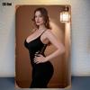 Woman Black Dress Metal Sign Fashion Classic Character Design Vibrant Colors Easy Wall Mounting for Bedroom Home Theater Decor