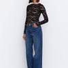 Tooxika Black Lace Slim See-through Long Sleeve New Spring And Autumn Fashion Tops