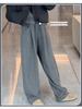 Women's Gray Cloud Scimitar Pants with Plus Velvet, Autumn/Winter 2025 - Woolen Wide-Leg, Drape, Relaxed Fit.